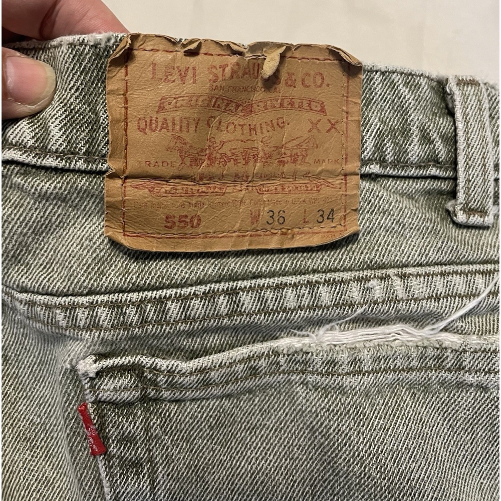 Vintage Levi's 550 Jeans 36x34  Straight Fit Green Stone Wash 1992‎ USA - Picture 16 of 16